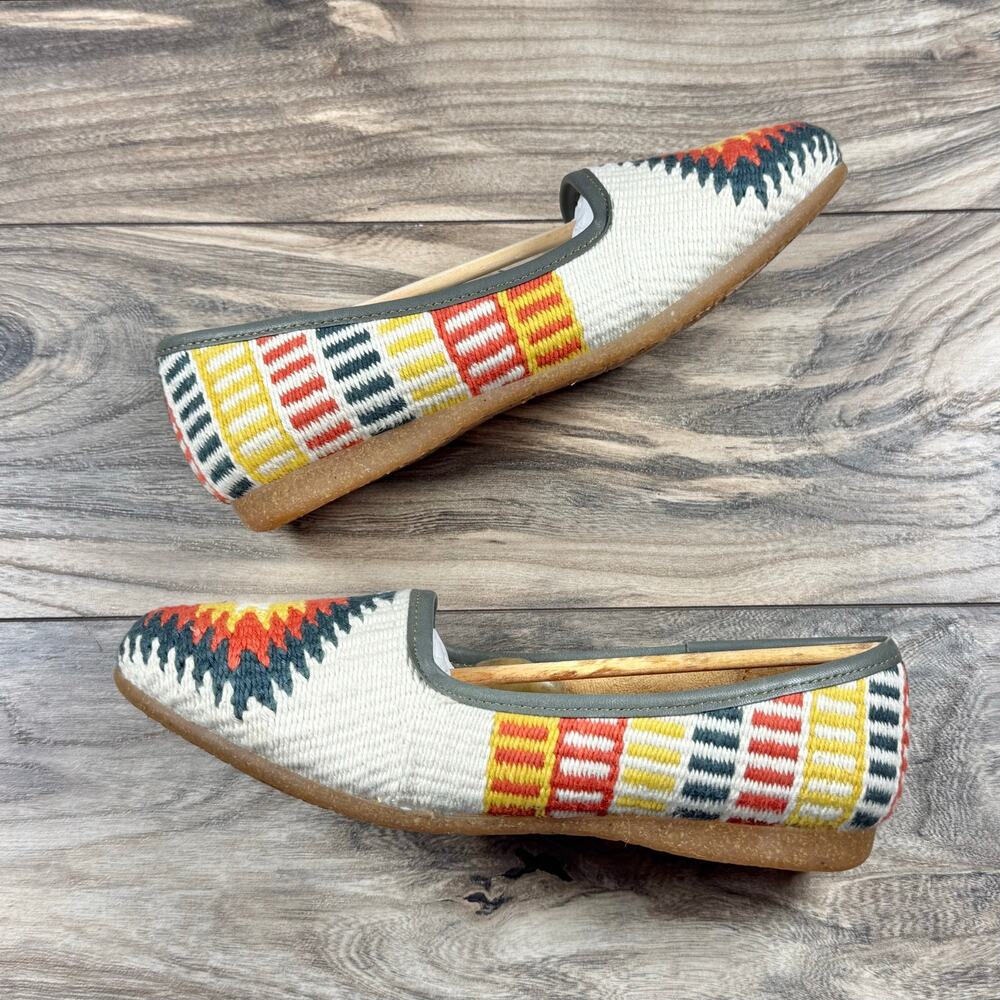 NIB Born 7.5M Giselle Woven Slipper Flats Loafers Southwestern White Multicolor - Picture 6 of 12